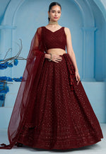 Load image into Gallery viewer, Maroon Georgette Lehenga Choli

