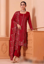 Load image into Gallery viewer, Maroon Georgette Pant Style Suit
