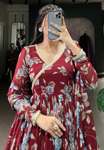 Load image into Gallery viewer, Maroon Georgette Readymade Anarkali Suit
