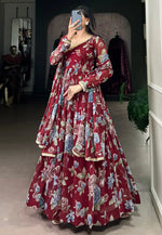 Load image into Gallery viewer, Maroon Georgette Readymade Anarkali Suit

