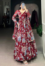 Load image into Gallery viewer, Maroon Georgette Readymade Anarkali Suit

