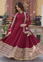 Load image into Gallery viewer, Maroon Georgette Readymade Anarkali Suit
