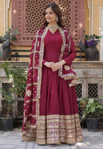 Load image into Gallery viewer, Maroon Georgette Readymade Anarkali Suit
