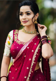 Maroon Georgette Readymade Circular Lehenga Choli