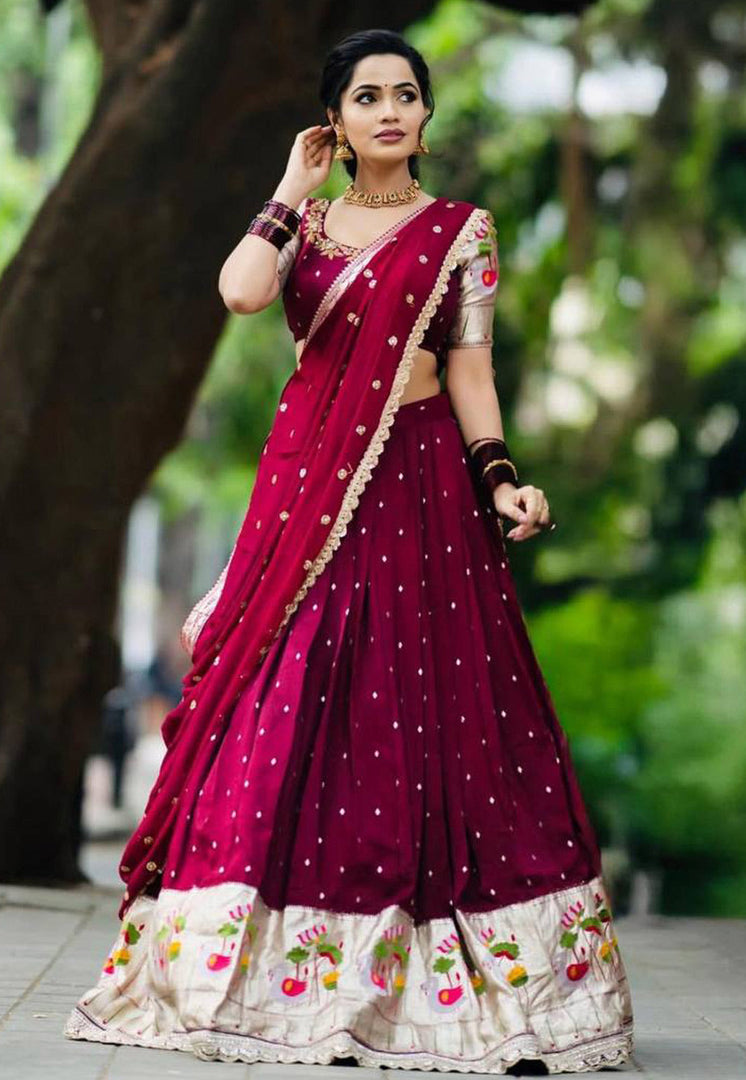 Maroon Georgette Readymade Circular Lehenga Choli
