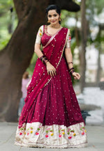 Load image into Gallery viewer, Maroon Georgette Readymade Circular Lehenga Choli
