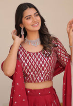 Load image into Gallery viewer, Maroon Georgette Readymade Lehenga Choli
