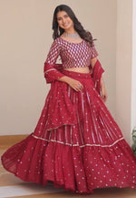 Load image into Gallery viewer, Maroon Georgette Readymade Lehenga Choli
