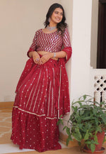 Load image into Gallery viewer, Maroon Georgette Readymade Lehenga Choli
