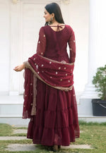 Load image into Gallery viewer, Maroon Georgette Readymade Long Anarkali Suit
