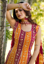 Load image into Gallery viewer, Maroon Georgette Readymade Sharara Suit
