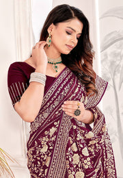Maroon Georgette Saree With Blouse