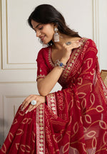 Load image into Gallery viewer, Maroon Georgette Saree With Blouse