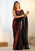 Load image into Gallery viewer, Maroon Georgette Saree With Blouse
