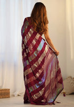 Load image into Gallery viewer, Maroon Georgette Saree With Blouse
