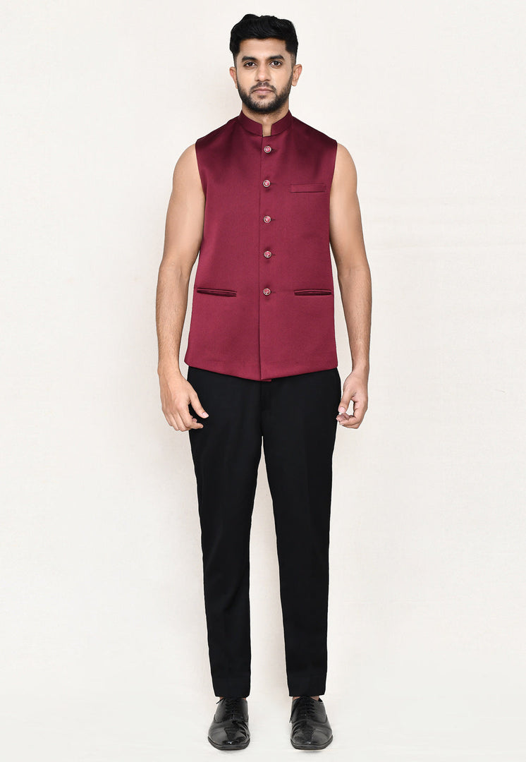 Maroon Jacquard Designer Suit