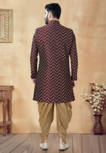 Load image into Gallery viewer, Maroon Jacquard Dhoti Sherwani
