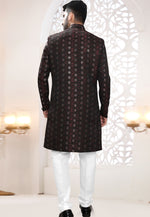 Load image into Gallery viewer, Maroon Jacquard Indo Western Suit

