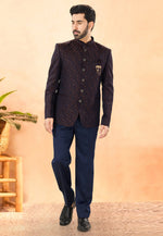 Load image into Gallery viewer, Maroon Jacquard Jodhpuri Suit
