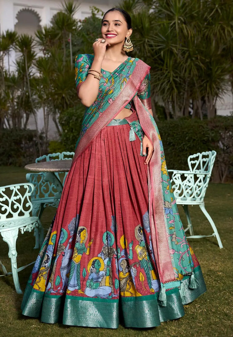 Maroon Jacquard Silk Lehenga Choli