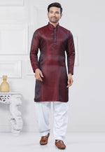 Load image into Gallery viewer, Maroon Jacquard Silk Pathani Suit
