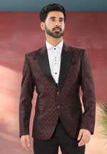 Load image into Gallery viewer, Maroon Jacquard Tuxedos Suit
