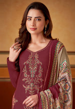 Load image into Gallery viewer, Maroon Muslin Palazzo Suit

