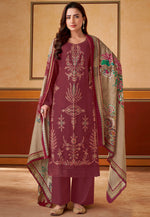Load image into Gallery viewer, Maroon Muslin Palazzo Suit
