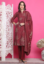 Load image into Gallery viewer, Maroon Muslin Pant Style Suit
