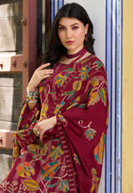 Load image into Gallery viewer, Maroon Muslin Pant Style Suit
