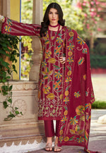 Load image into Gallery viewer, Maroon Muslin Pant Style Suit
