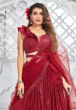 Load image into Gallery viewer, Maroon Net Circular Lehenga Choli
