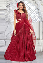 Load image into Gallery viewer, Maroon Net Circular Lehenga Choli
