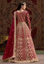 Load image into Gallery viewer, Maroon Net Embroidered Anarkali Suit
