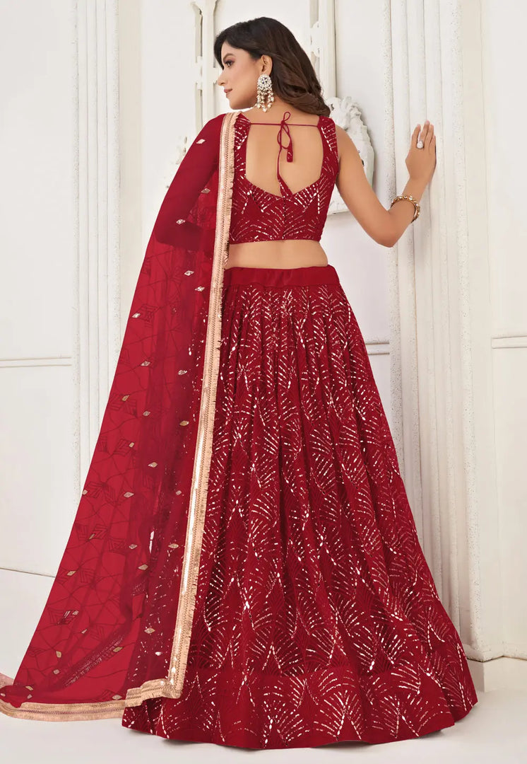 Maroon Net Lehenga Choli