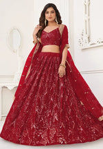 Load image into Gallery viewer, Maroon Net Lehenga Choli
