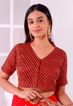 Load image into Gallery viewer, Maroon Net Readymade Blouse

