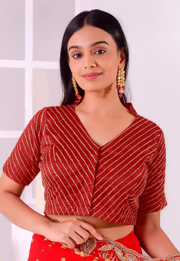 Maroon Net Readymade Blouse