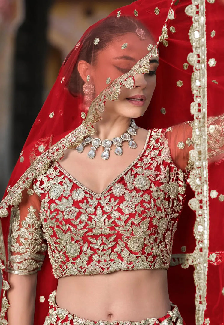 Maroon Net Wedding Lehenga Choli