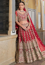 Load image into Gallery viewer, Maroon Net Wedding Lehenga Choli

