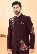 Load image into Gallery viewer, Maroon Rayon Jodhpuri Suit
