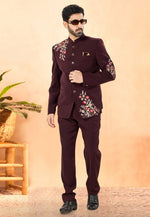 Load image into Gallery viewer, Maroon Rayon Jodhpuri Suit
