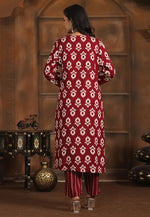 Load image into Gallery viewer, Maroon Rayon Kurta Set With Pent
