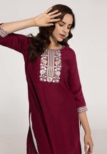 Load image into Gallery viewer, Maroon Rayon Kurti
