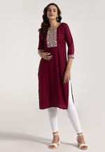 Load image into Gallery viewer, Maroon Rayon Kurti
