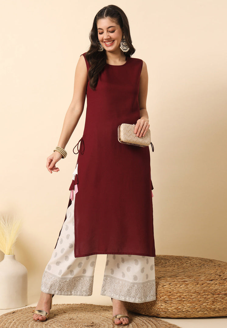 Maroon Rayon Long Tunic