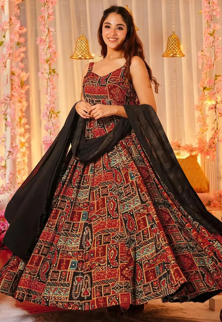 Maroon Rayon Readymade Anarkali Suit