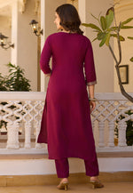 Load image into Gallery viewer, Maroon Rayon Readymade Pant Style Suit
