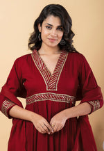 Load image into Gallery viewer, Maroon Rayon Readymade Pant Style Suit
