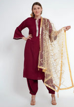 Load image into Gallery viewer, Maroon Rayon Readymade Punjabi Suit
